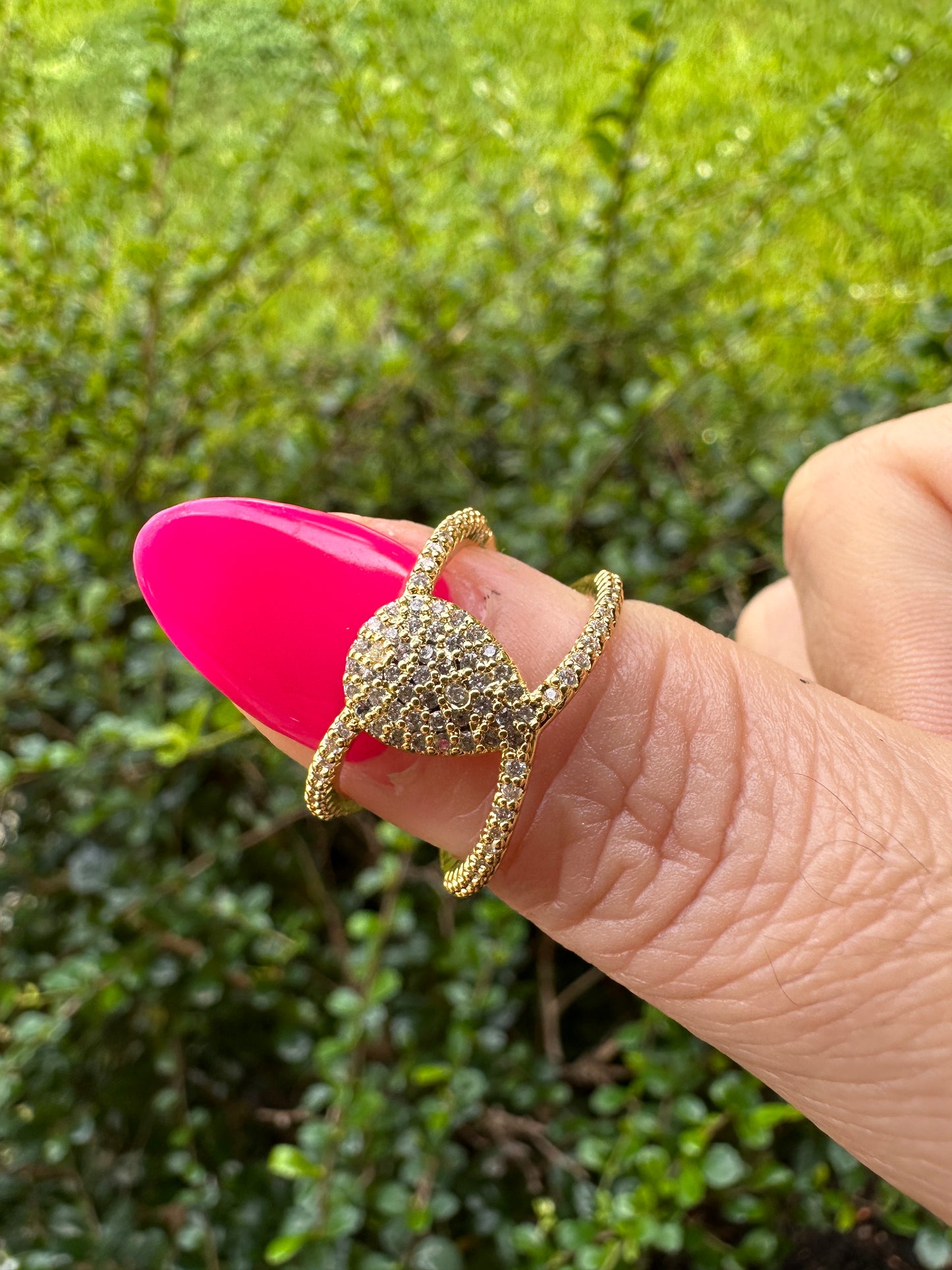 Gold Pavé Teardrop Statement Ring - Gold 14k Gold Laminated 6
