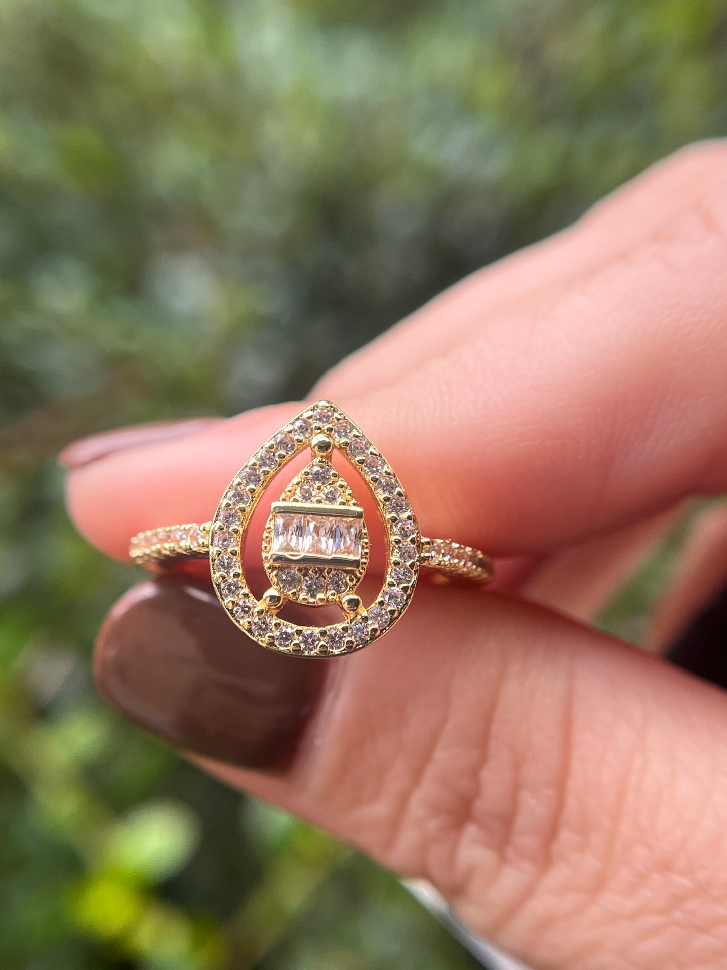 Oval Diamond Stainless Steel Ring
