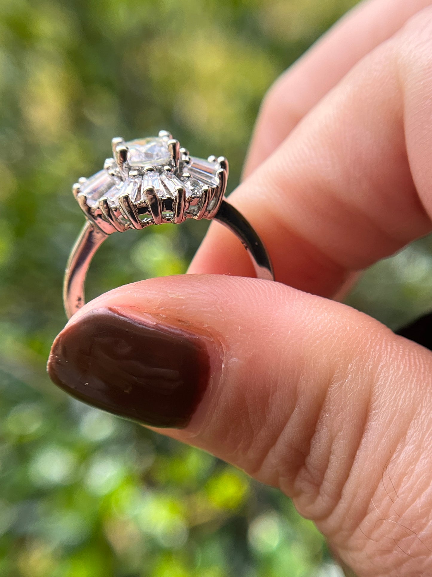 Round Unique Promise Ring White Gold Filled