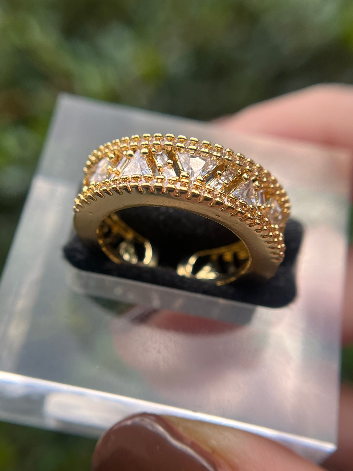 Sparkle Stainless Steel Gold Band
