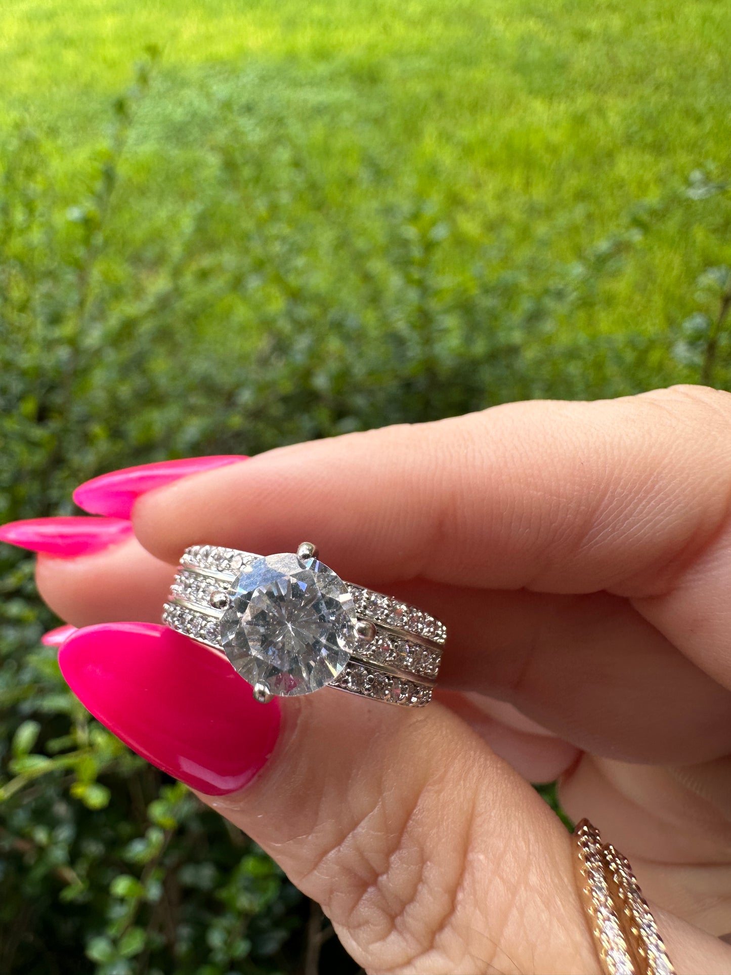 Silver-Tone Clear Cubic Zirconia Bridal Ring Set - Classic Sparkle