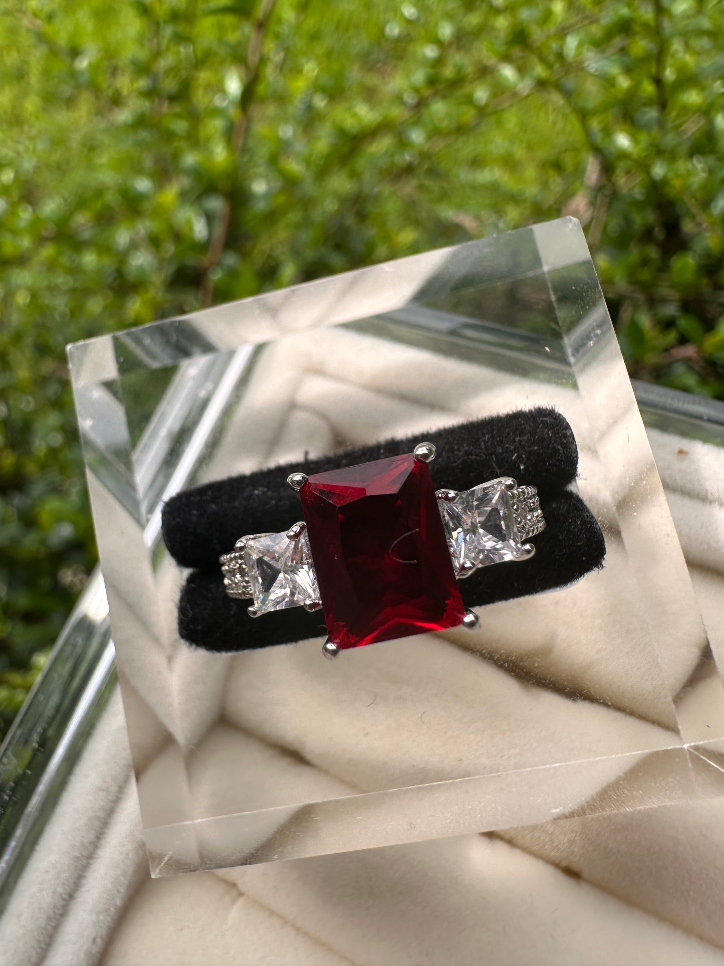 Ruby Red Ring Stainless Steel