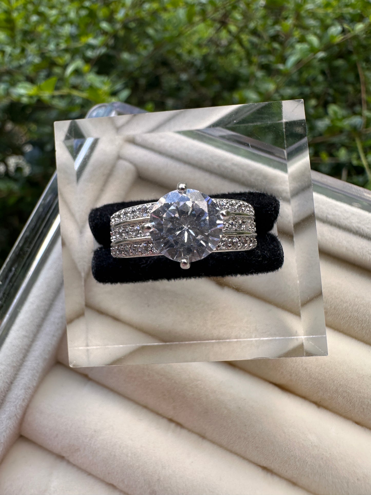 Silver-Tone Clear Cubic Zirconia Bridal Ring Set - Classic Sparkle