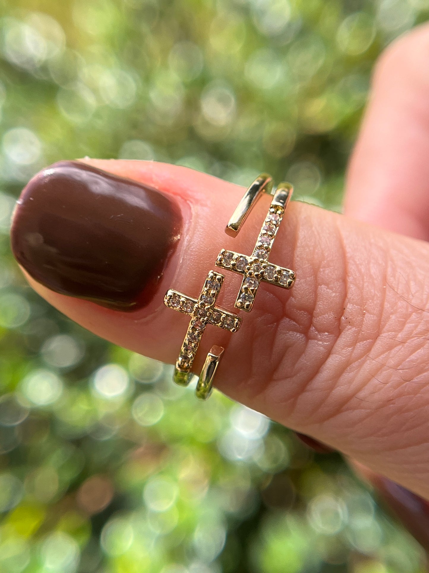 Double Cross Stainless Steel Gold Ring