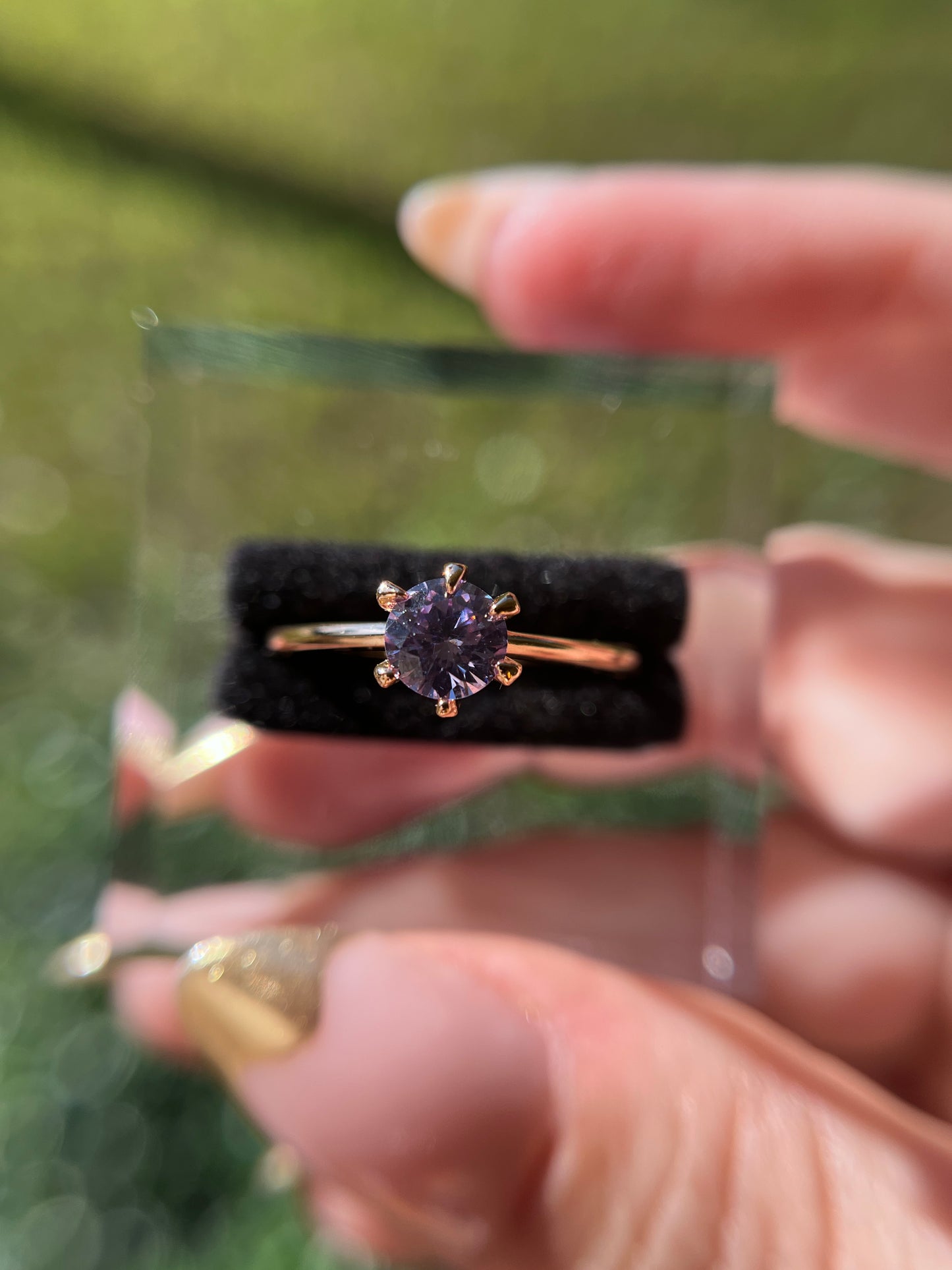 Purple Round Brilliant Cut Diamond Ring Promise Engagement