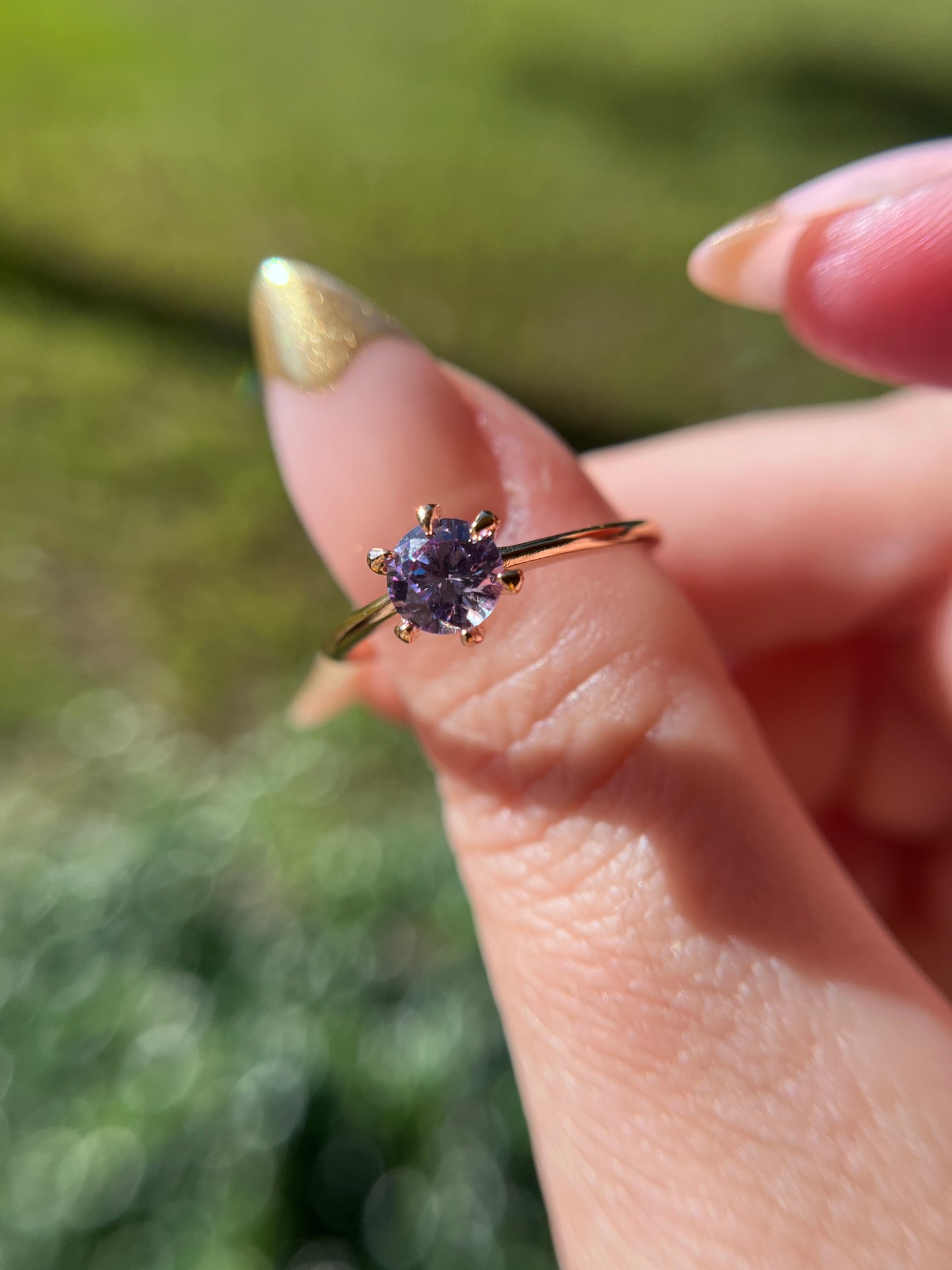 Purple Round Brilliant Cut Diamond Ring Promise Engagement
