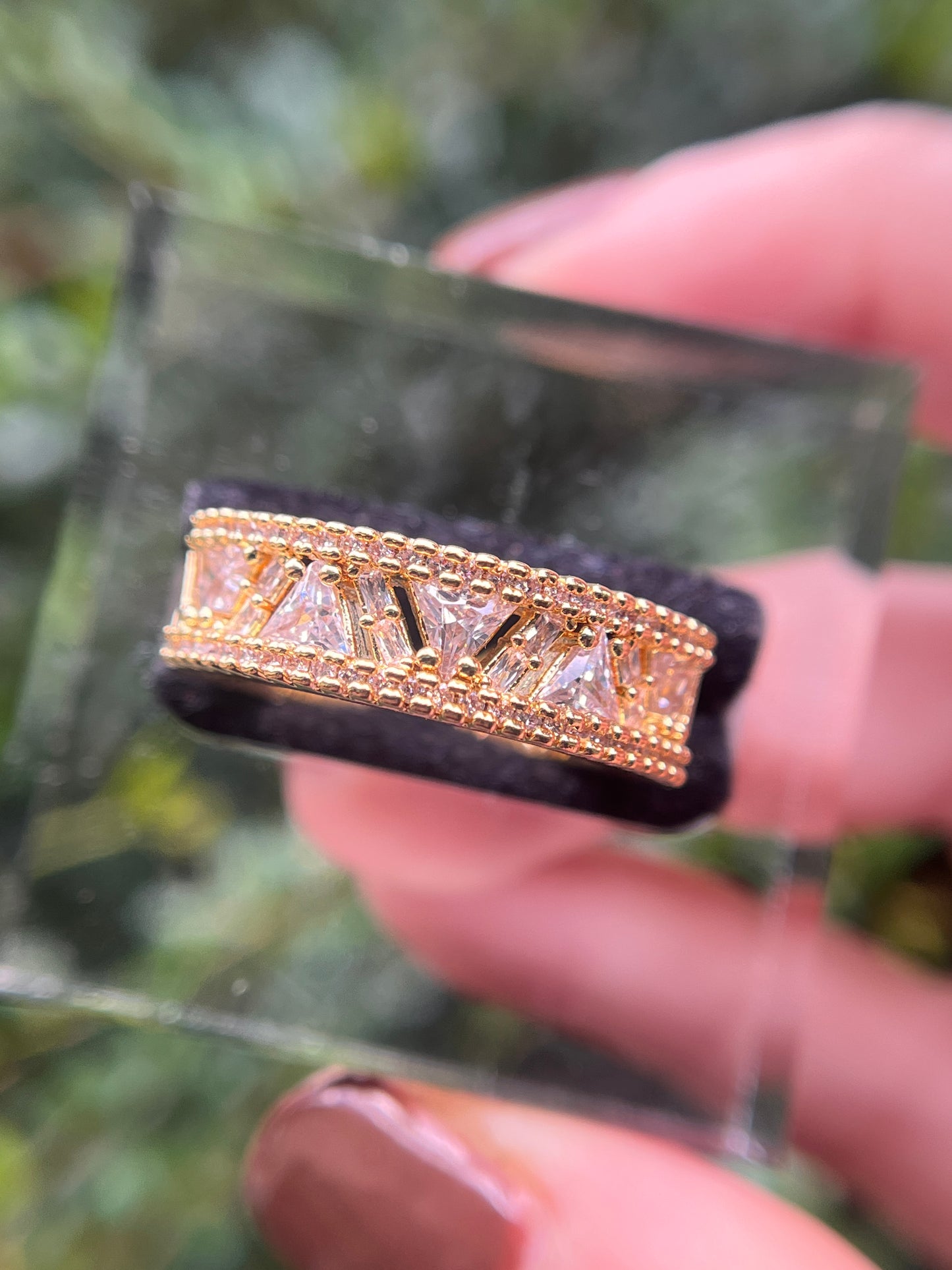 Sparkle Stainless Steel Gold Band