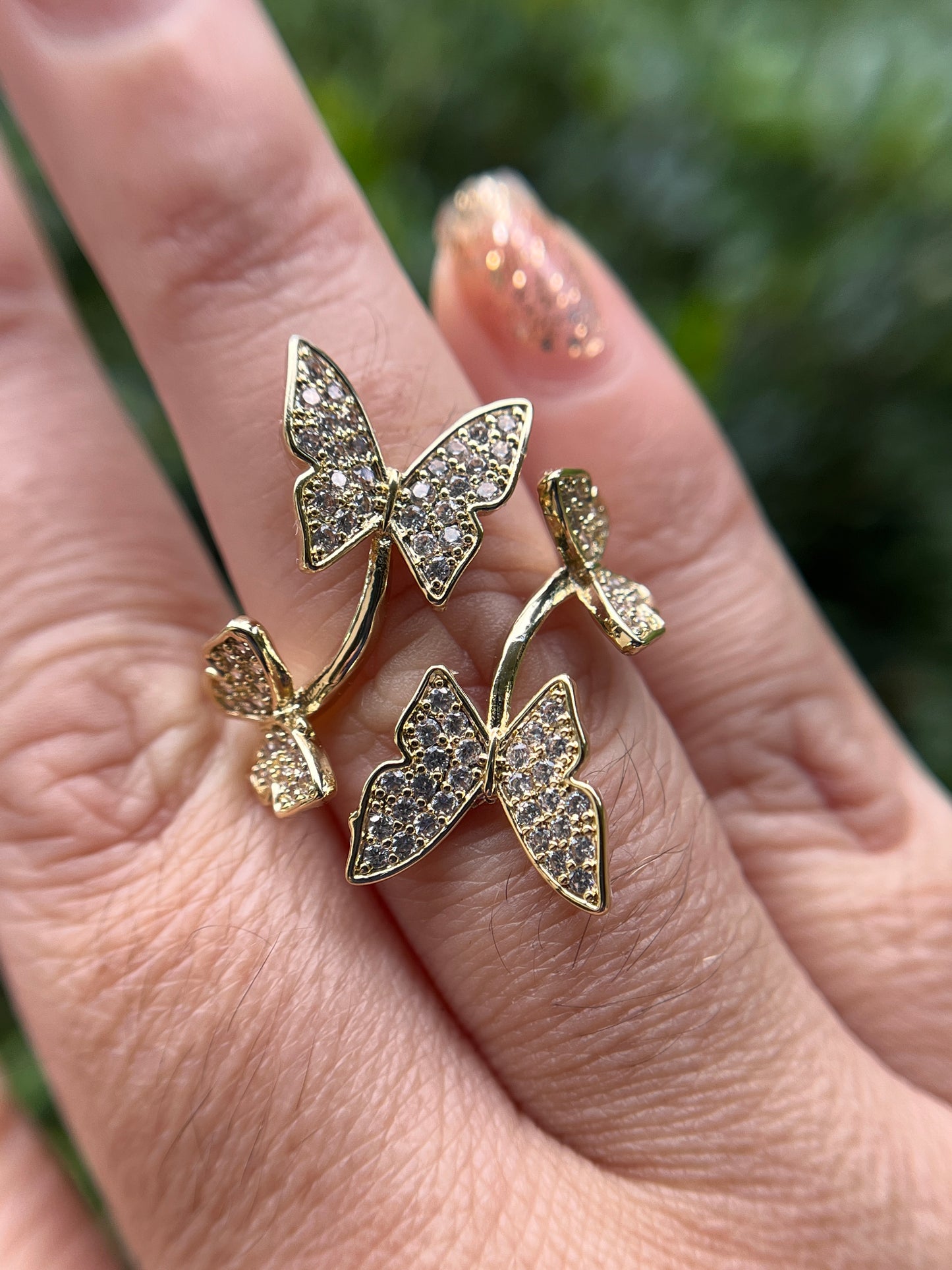 Golden butterfly adjustable ring 14k gold filled