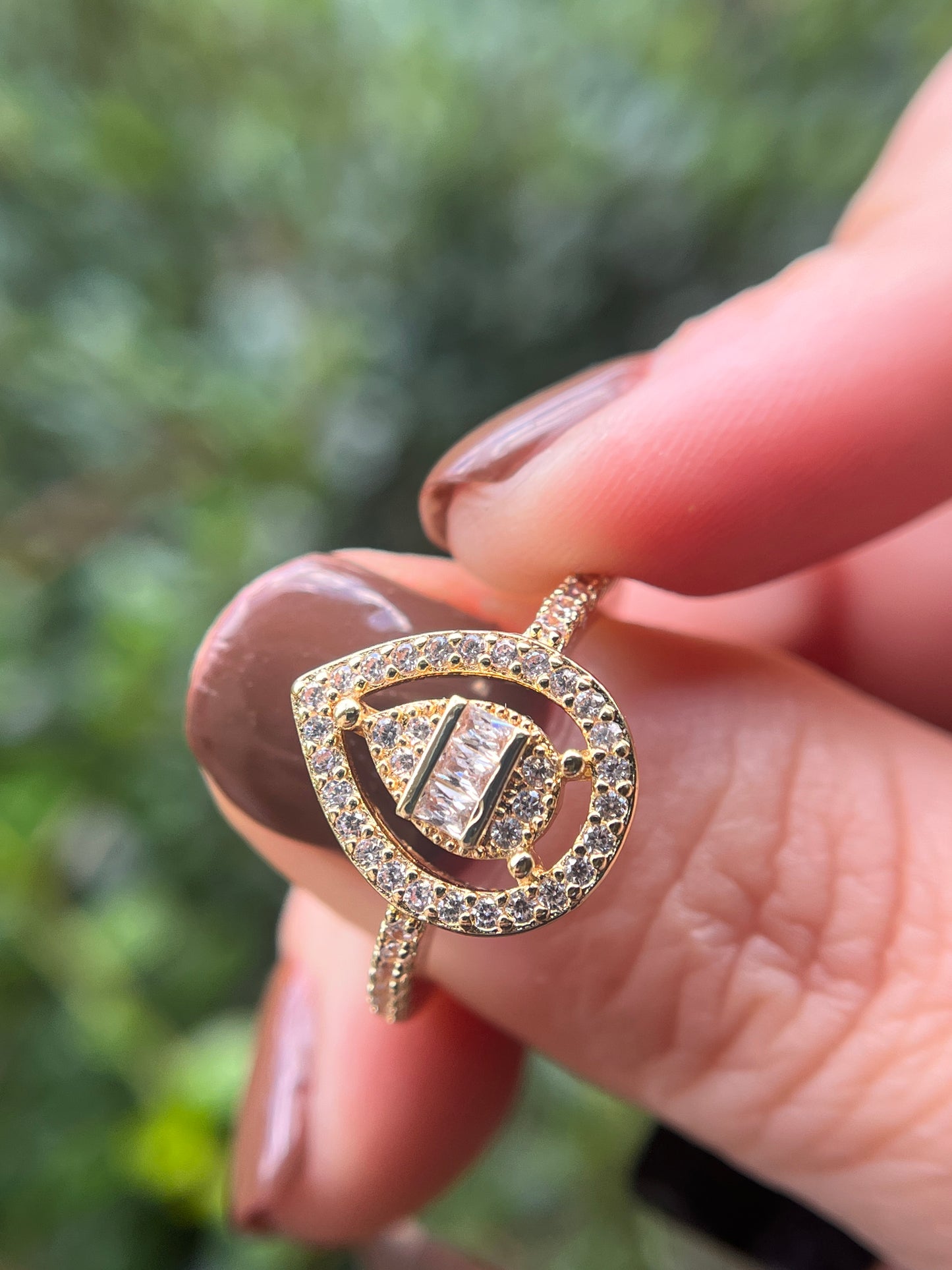 Oval Diamond Stainless Steel Ring