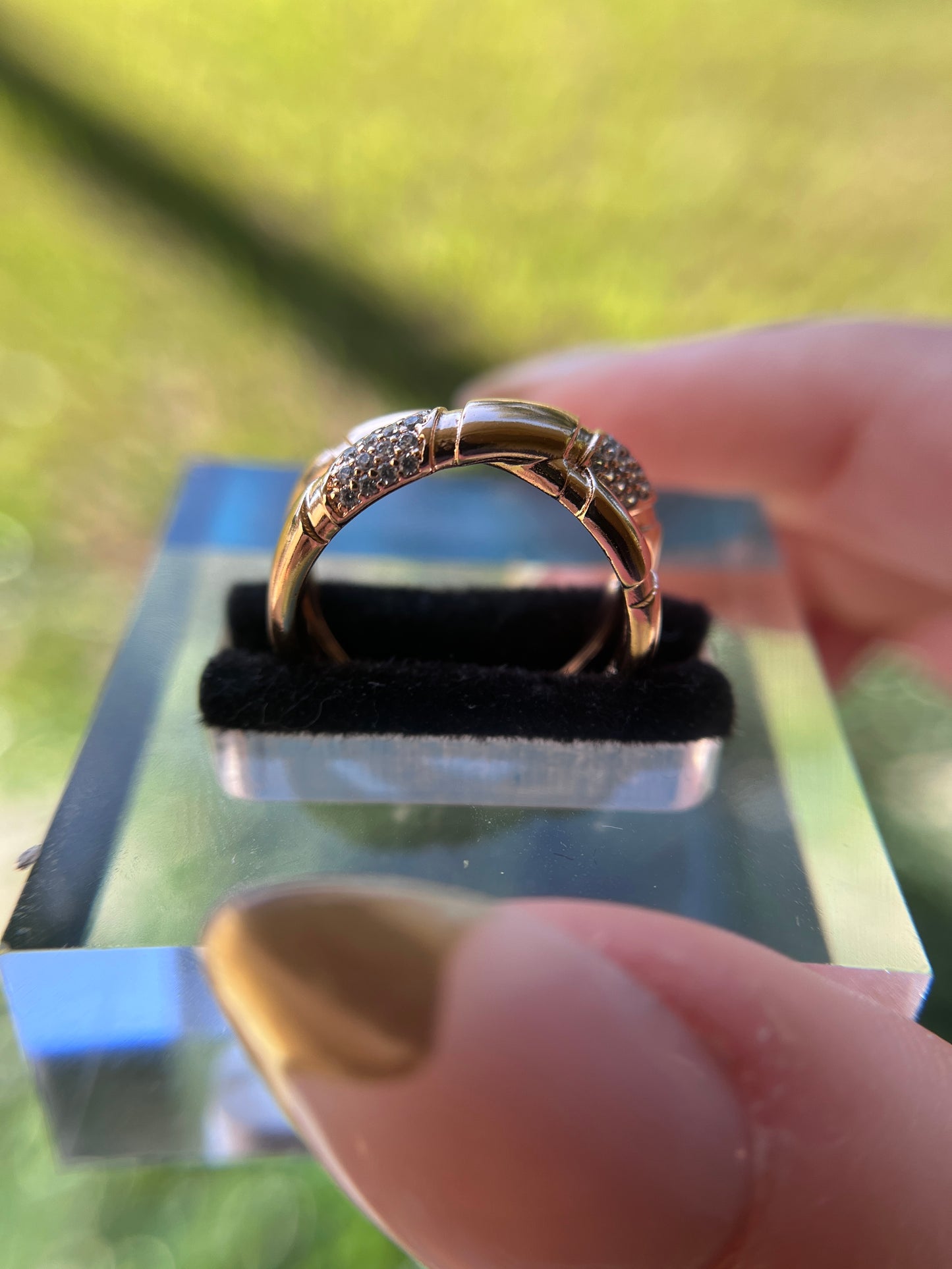 Bamboo Pave Diamond Ring
