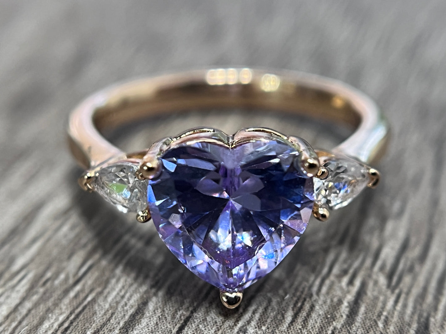 Purple Heart Diamond Ring