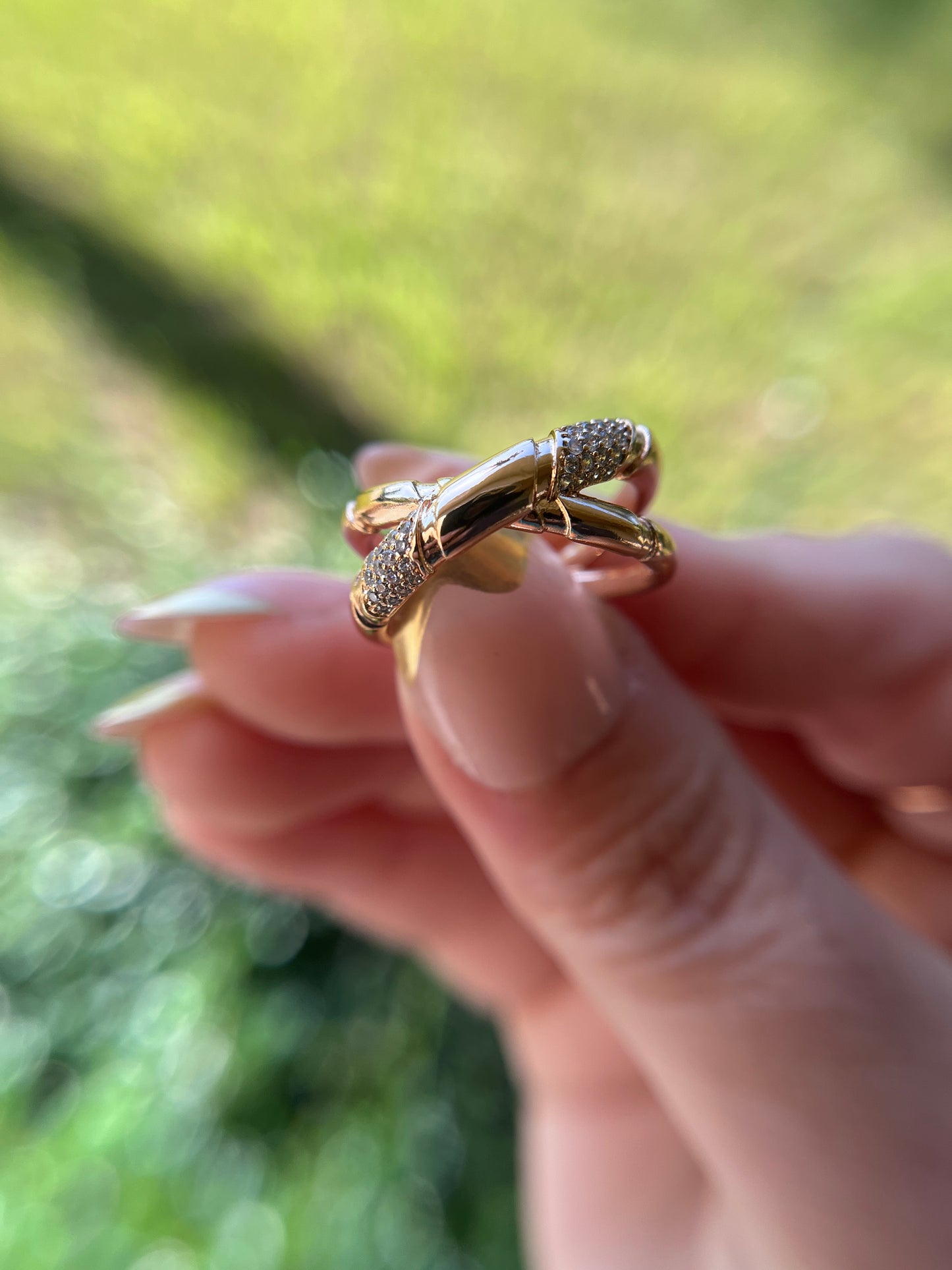 Bamboo Pave Diamond Ring