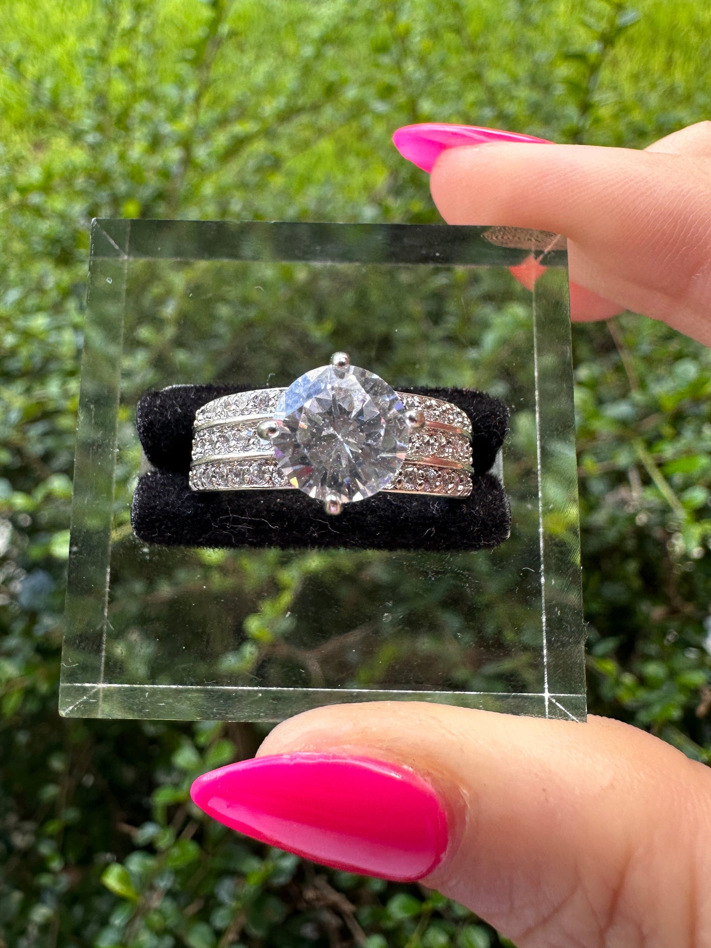 Silver-Tone Clear Cubic Zirconia Bridal Ring Set - Classic Sparkle