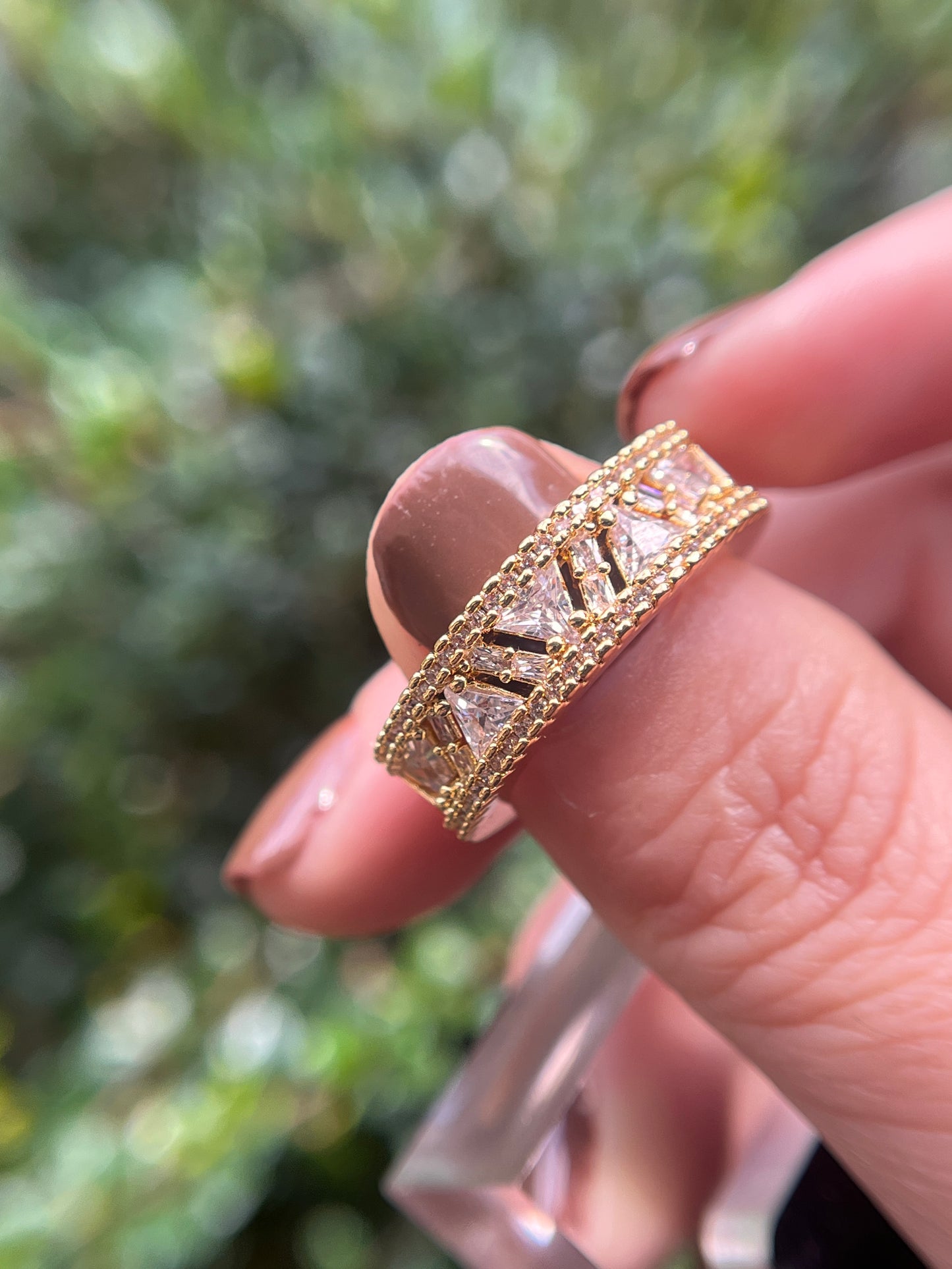 Sparkle Stainless Steel Gold Band