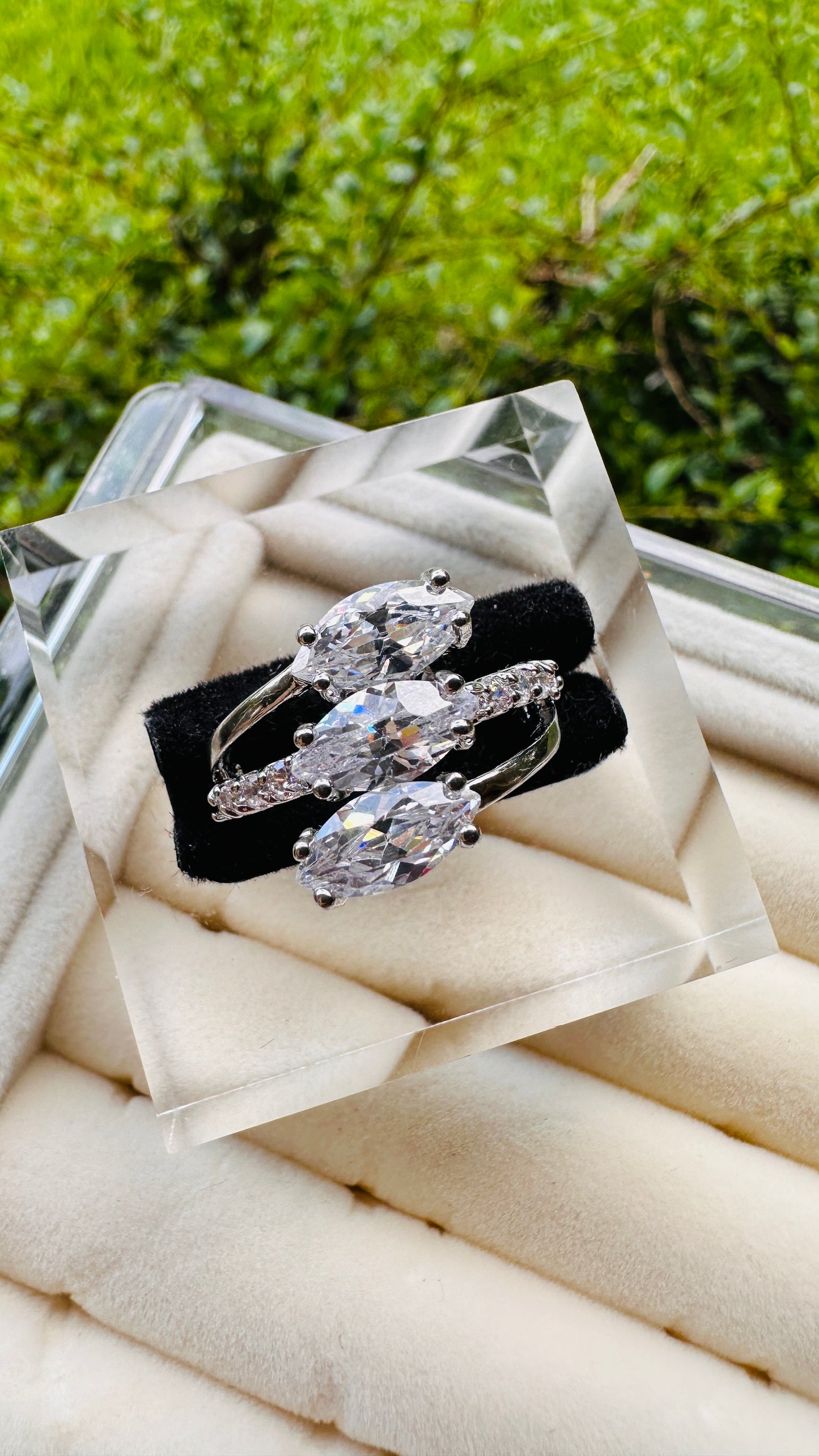 Triple Grace Statement Ring Size 7 Silver Stainless Steel New