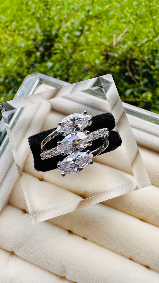 Triple Grace Statement Ring Size 7 Silver Stainless Steel New