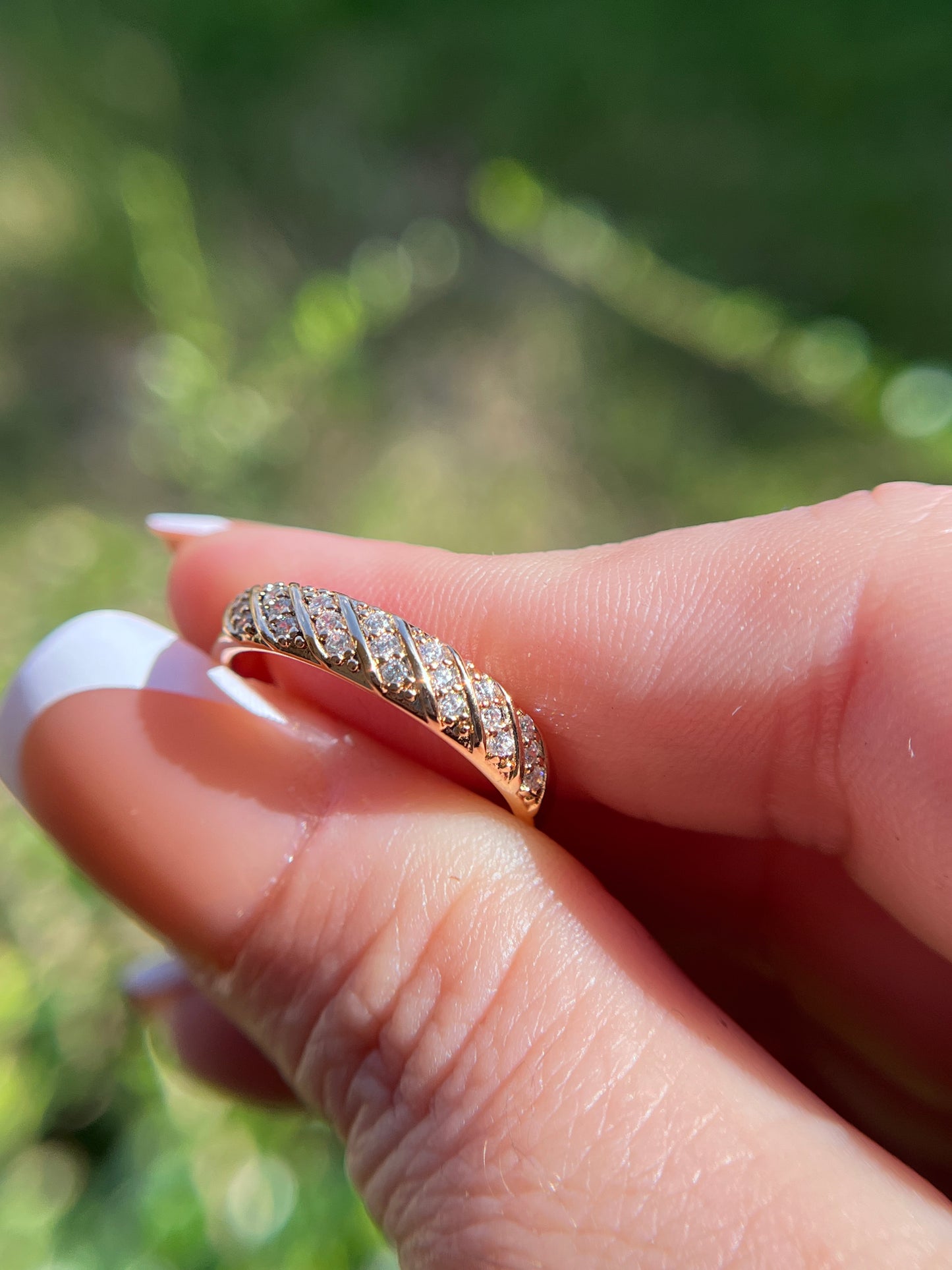 Diamond Band laminated gold ring Size 8