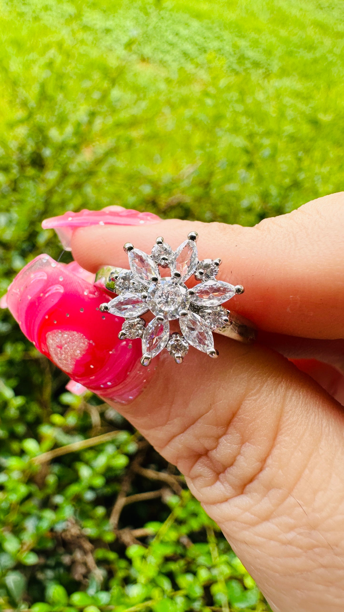 Moonflower Spark Ring Silver Stainless Steel Size 7 New