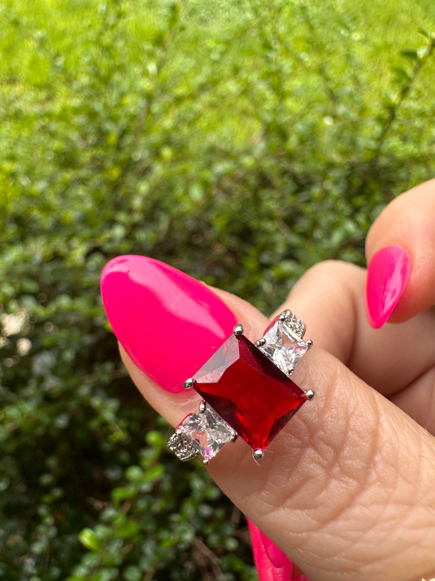 Ruby Red Ring Stainless Steel
