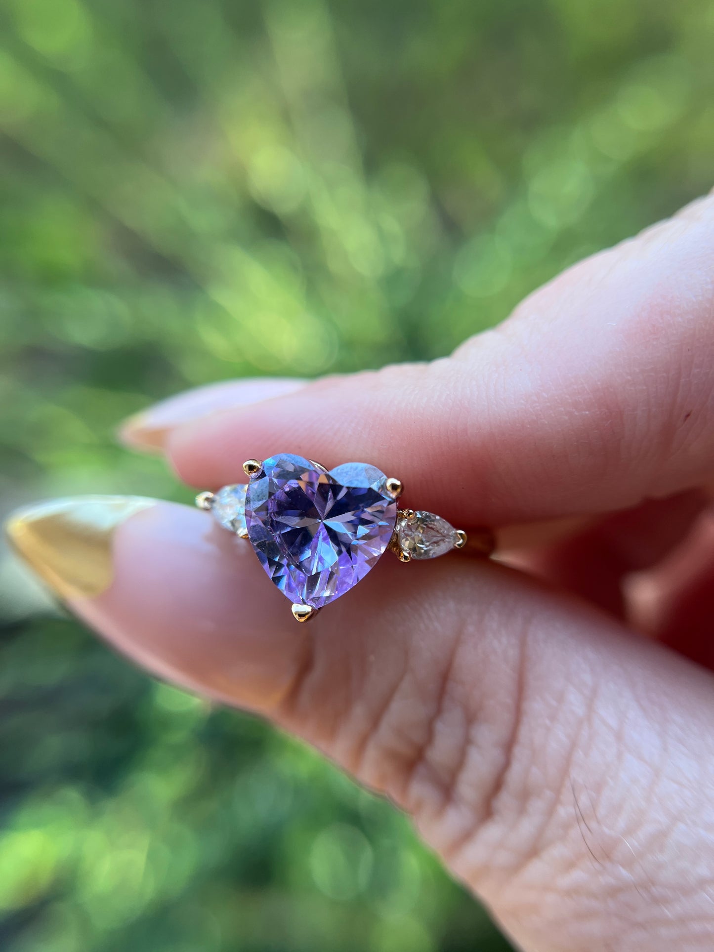 Purple Heart Diamond Ring