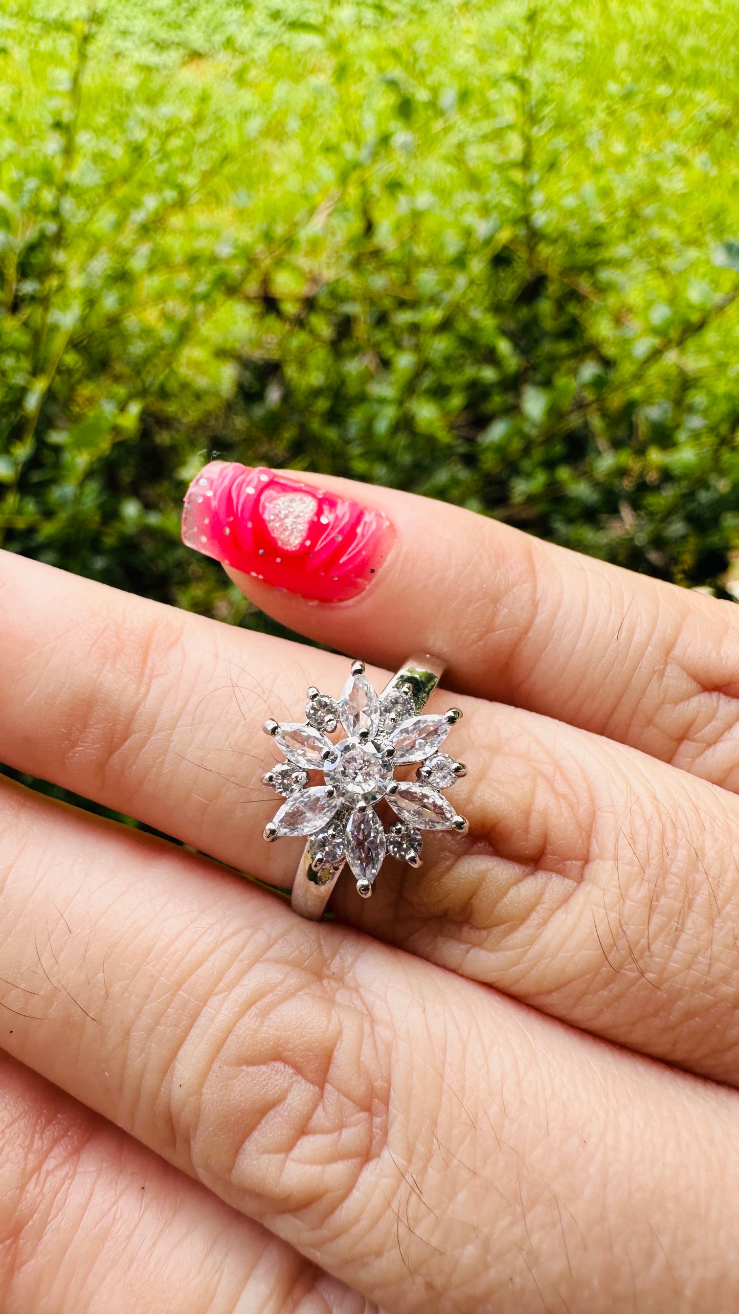 Moonflower Spark Ring Silver Stainless Steel Size 7 New