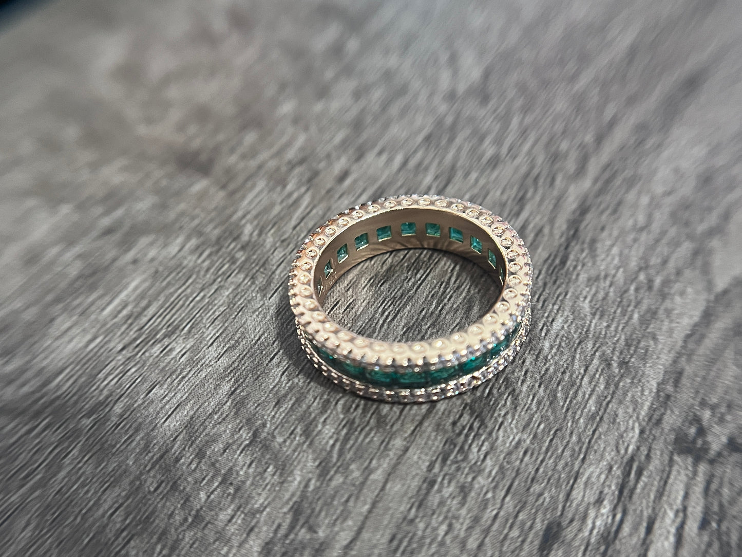 Princess Diamond Emerald May Birthstone Ring