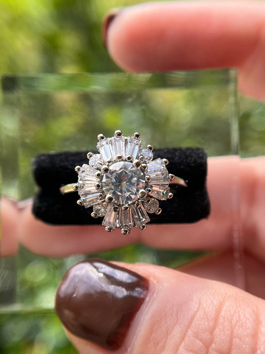 Round Unique Promise Ring White Gold Filled