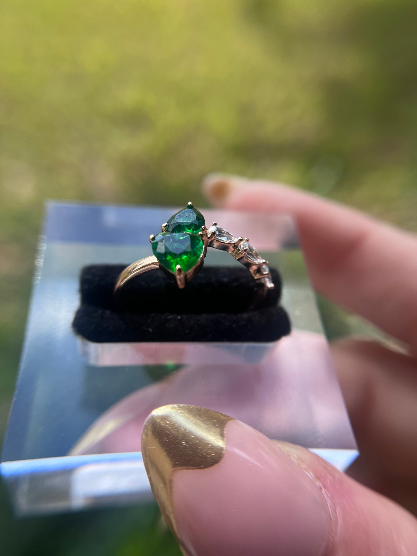 Murat Double Hearts Emerald Ring
