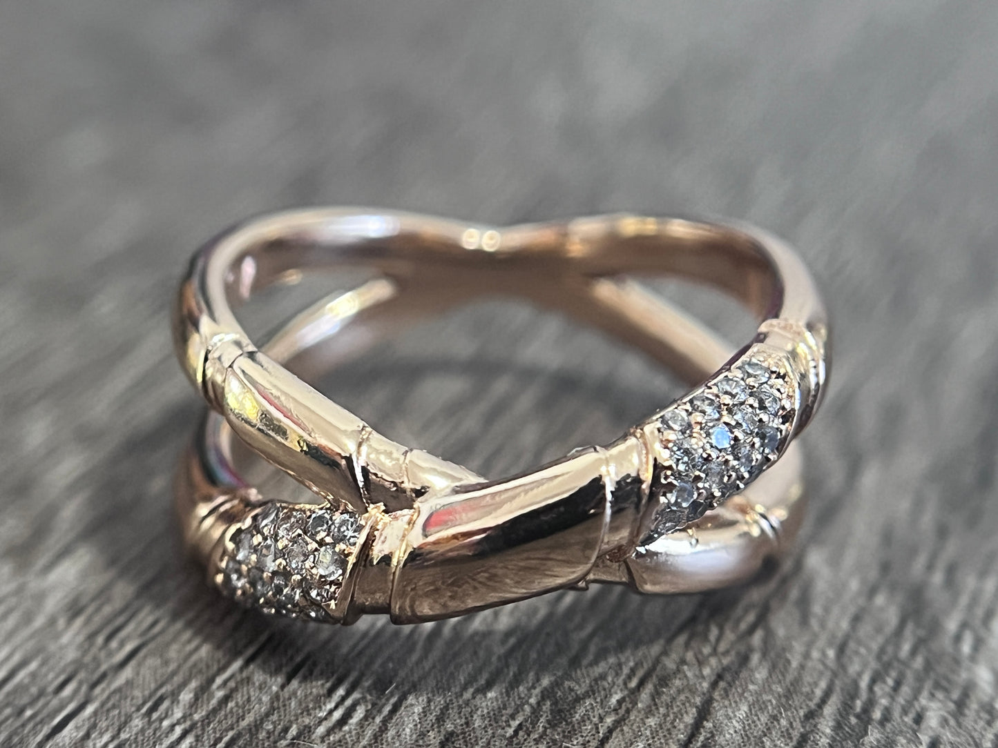 Bamboo Pave Diamond Ring