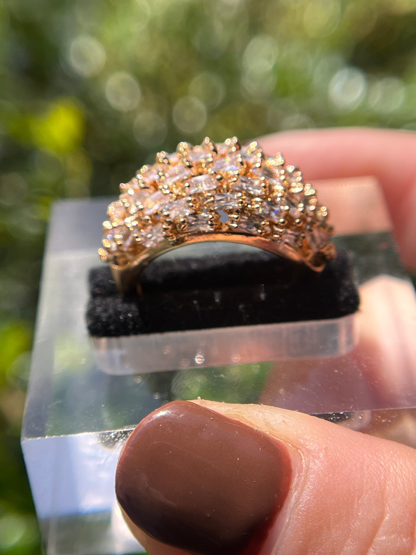 Unique Statement Gold Multi Diamond Ring Stainless Steel