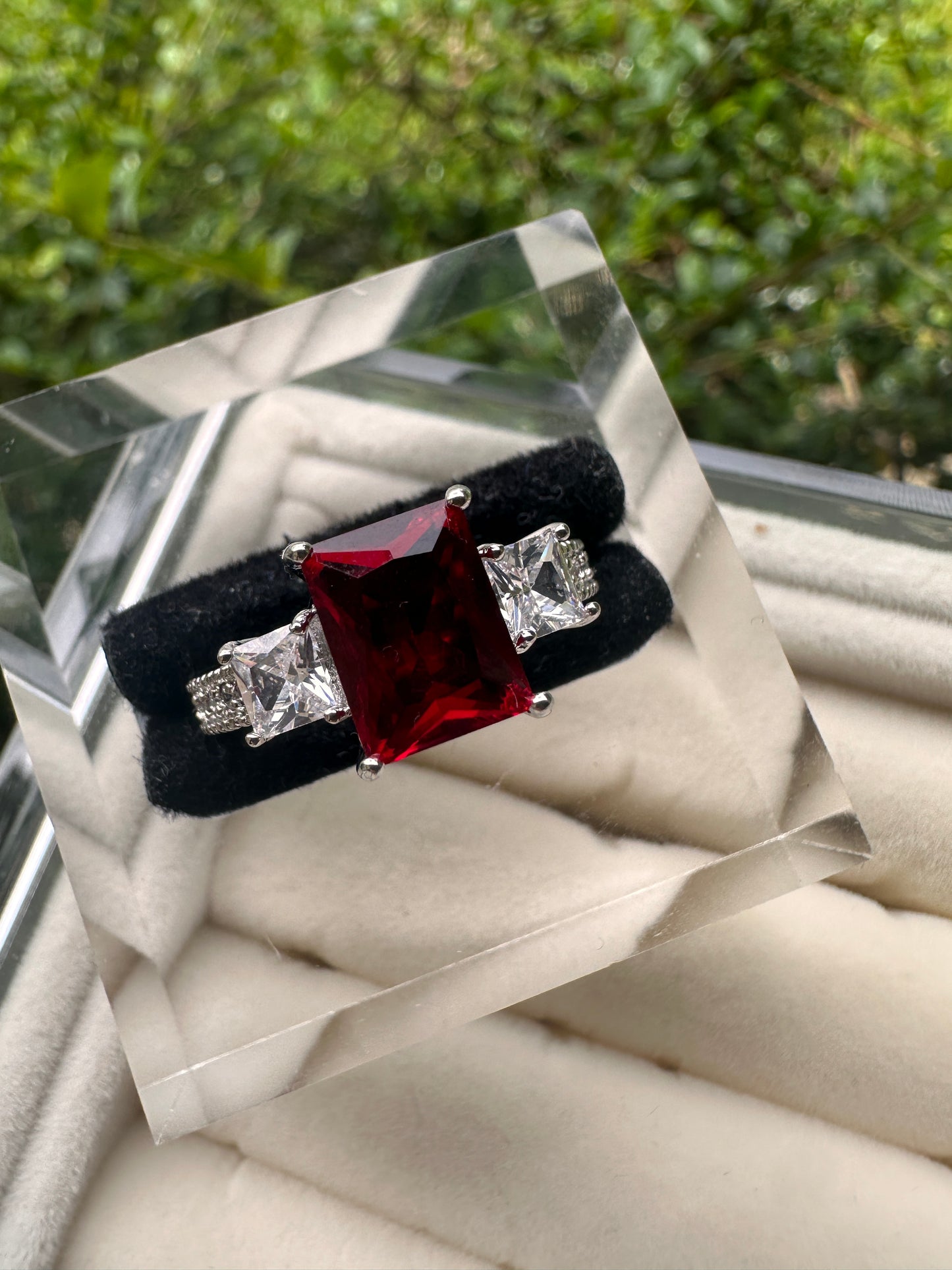 Ruby Red Ring Stainless Steel