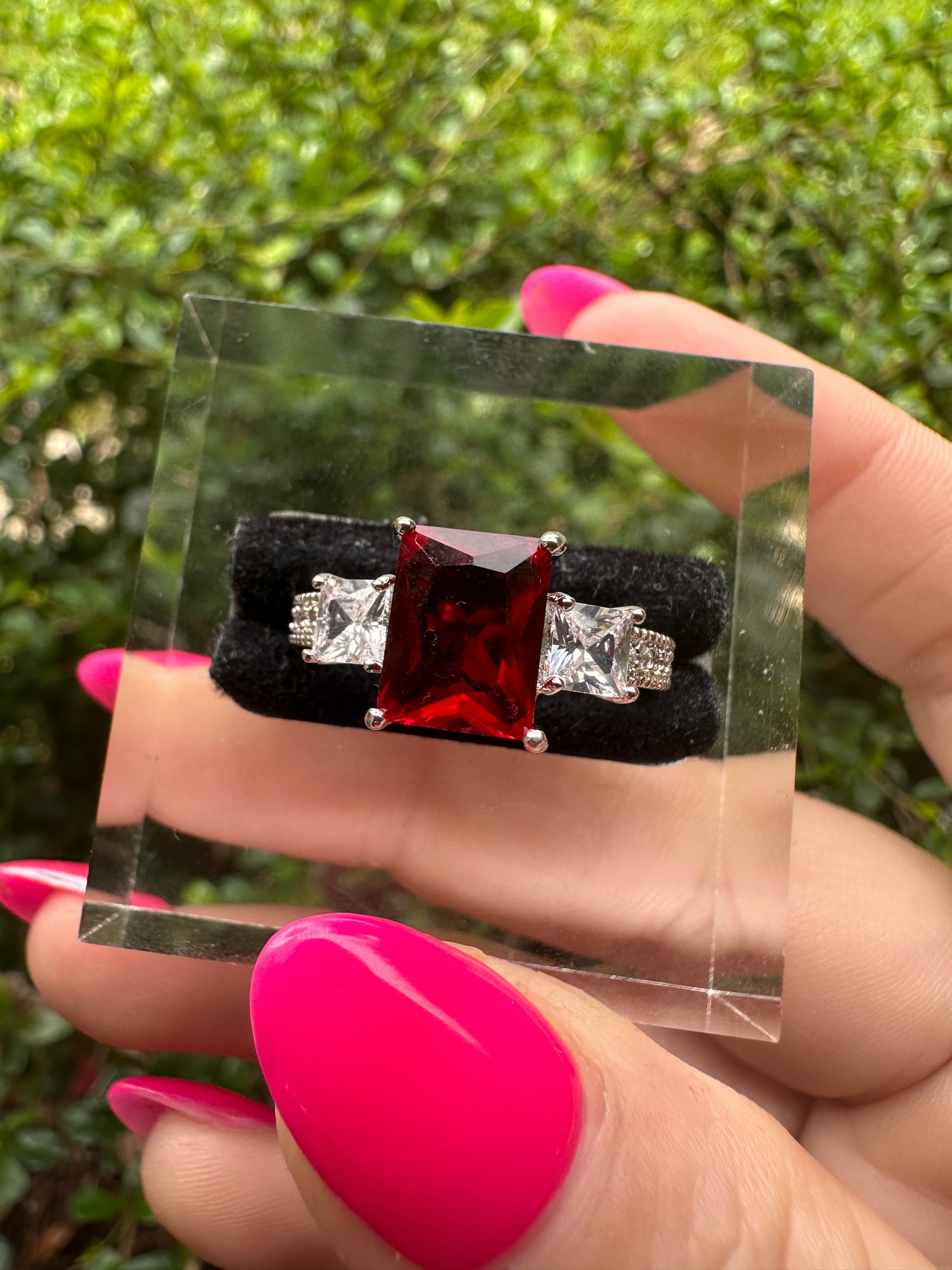Ruby Red Ring Stainless Steel