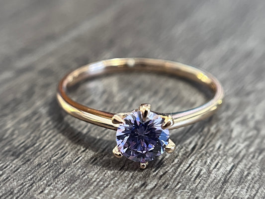 Purple Round Brilliant Cut Diamond Ring Promise Engagement