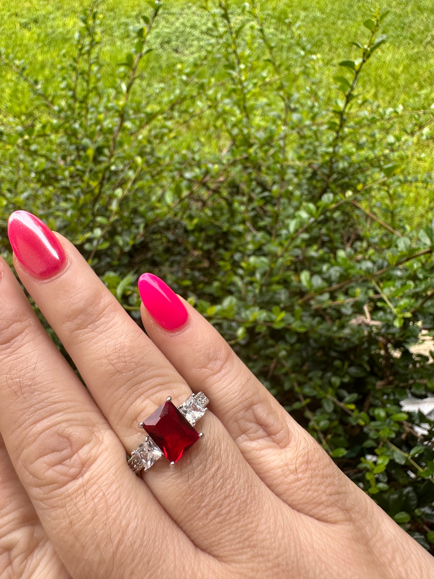 Ruby Red Ring Stainless Steel