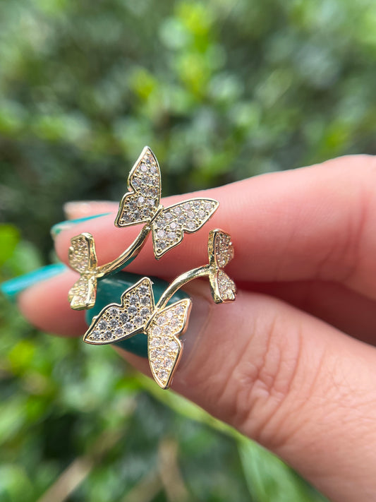 Golden butterfly adjustable ring 14k gold filled