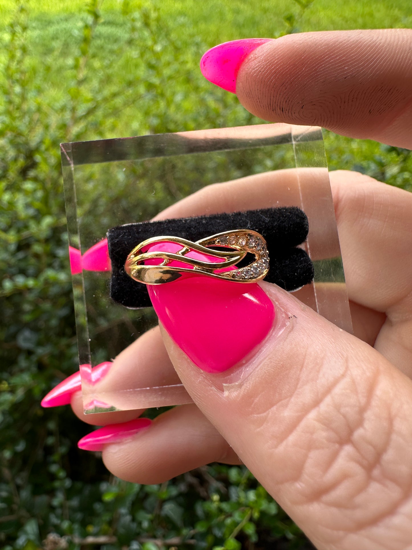 Rose Gold Swirl Ring with Crystal Accents - Women Jewelry Rings Stainless Steel