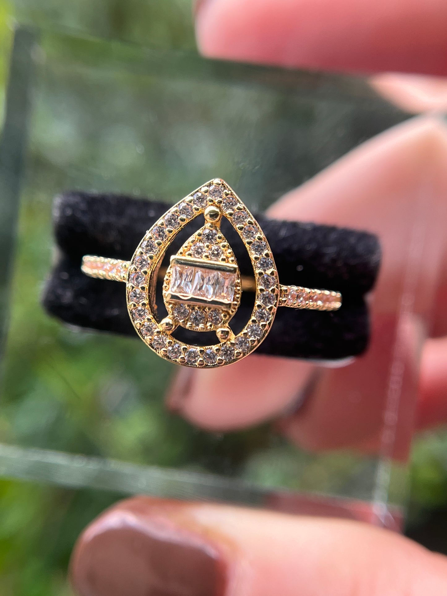 Oval Diamond Stainless Steel Ring