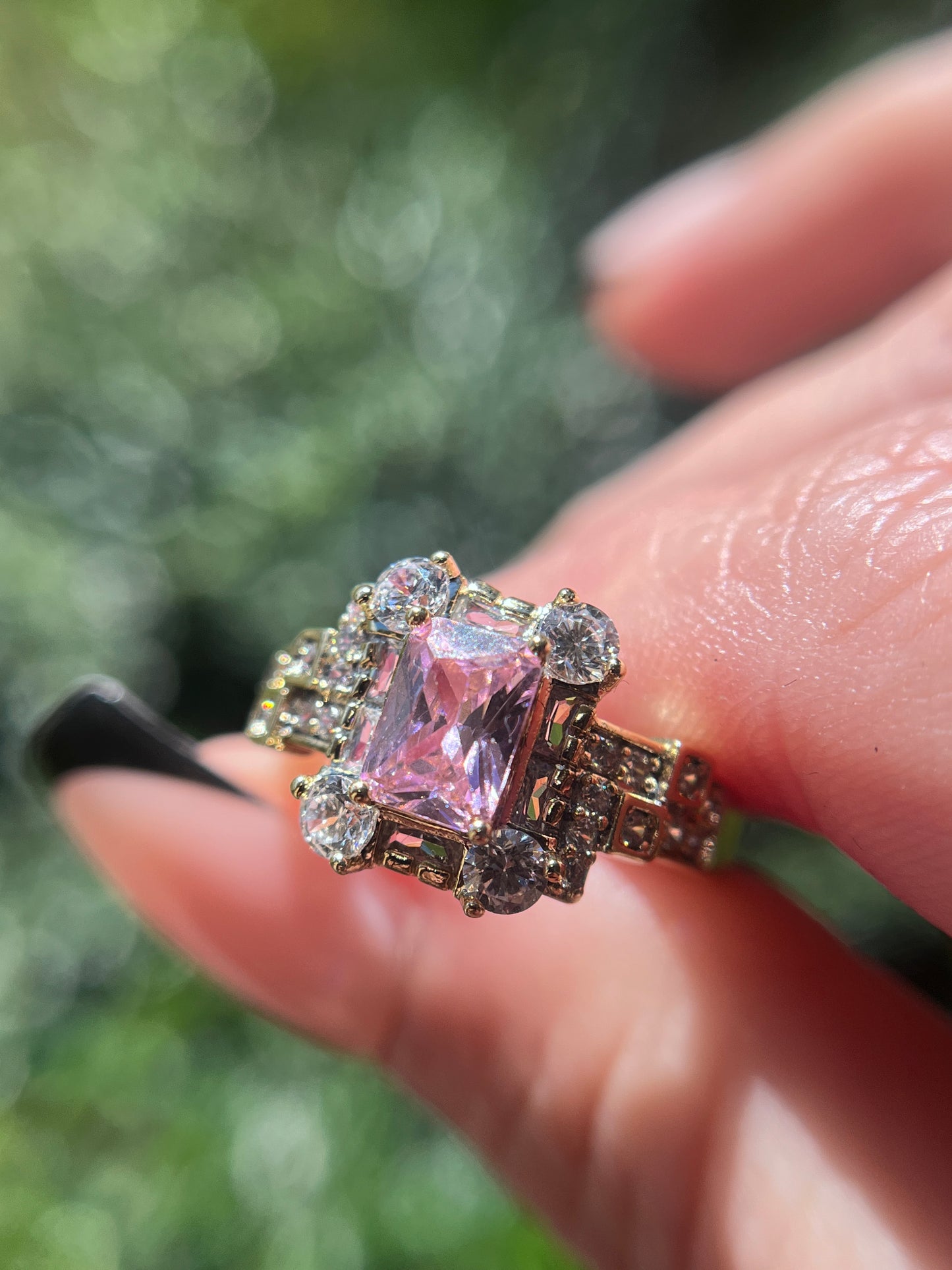 Light Rose Square Diamond Ring