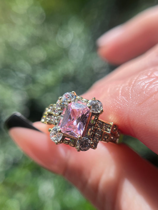 Light Rose Square Diamond Ring