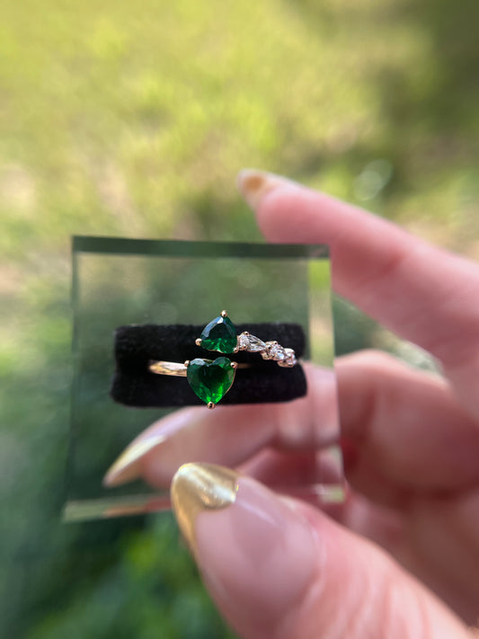 Murat Double Hearts Emerald Ring