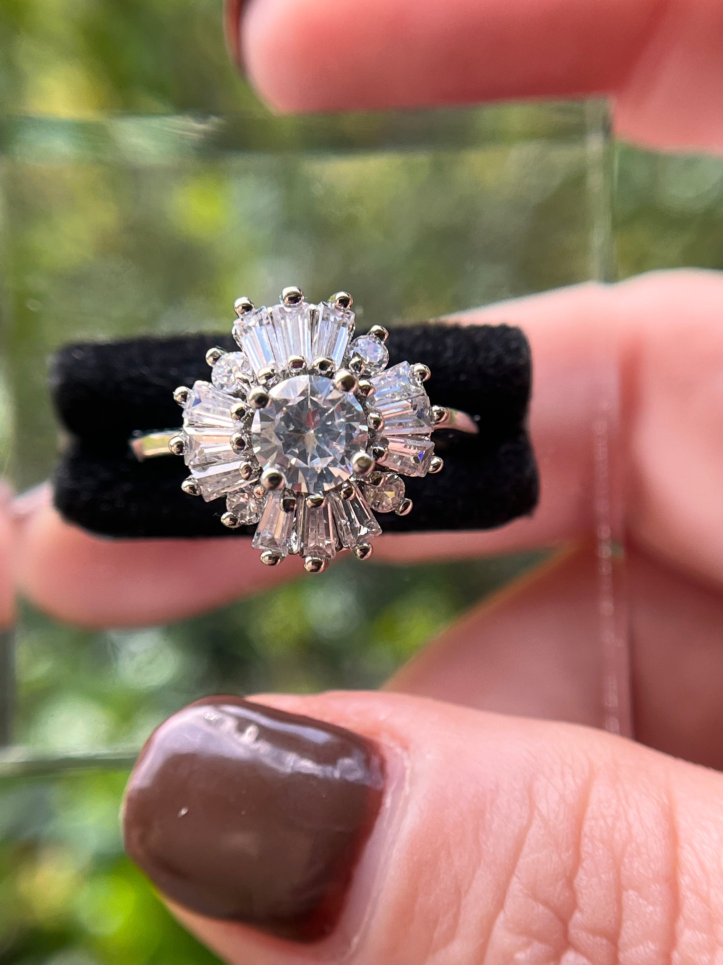 Round Unique Promise Ring White Gold Filled