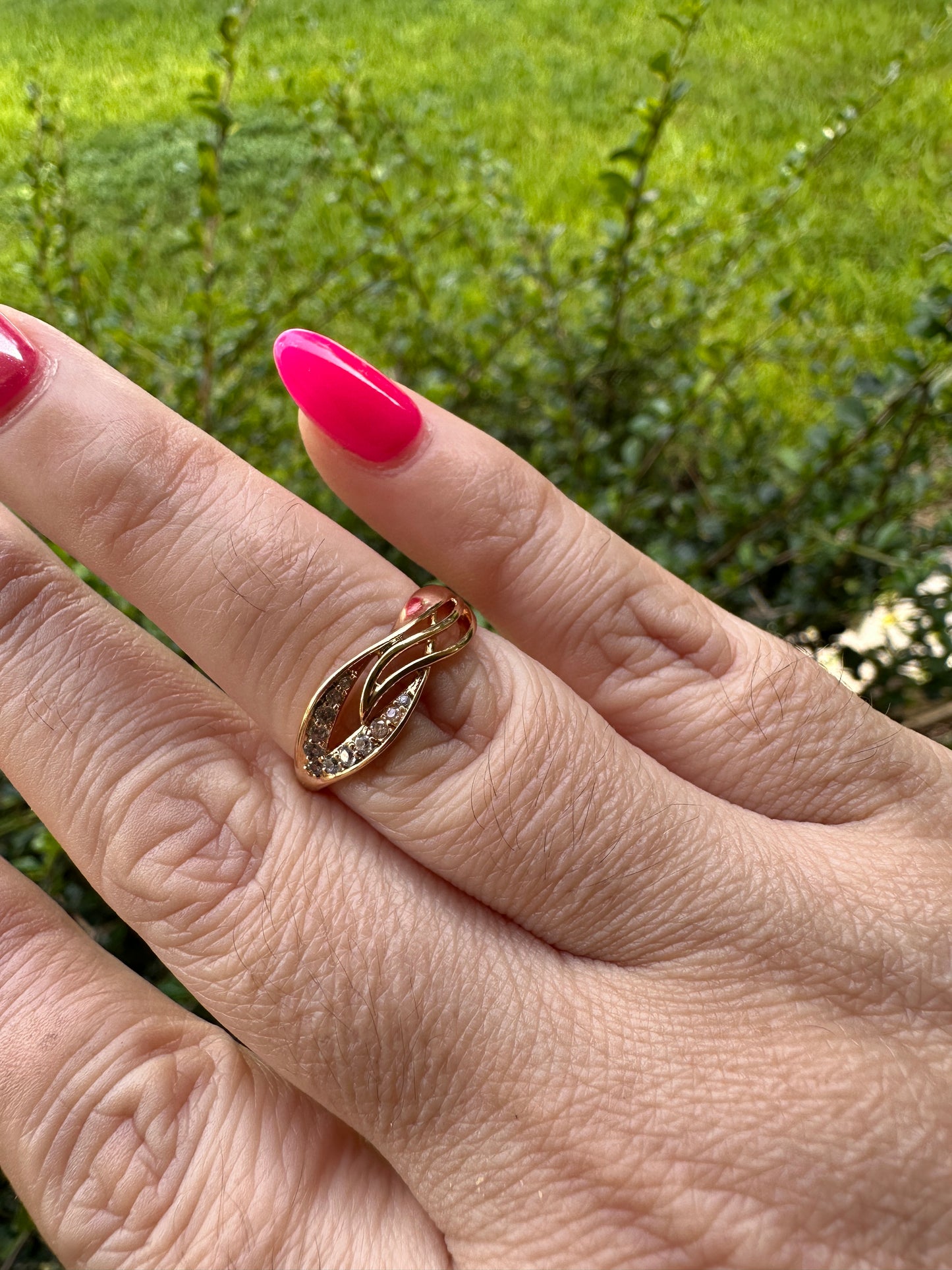 Rose Gold Swirl Ring with Crystal Accents - Women Jewelry Rings Stainless Steel