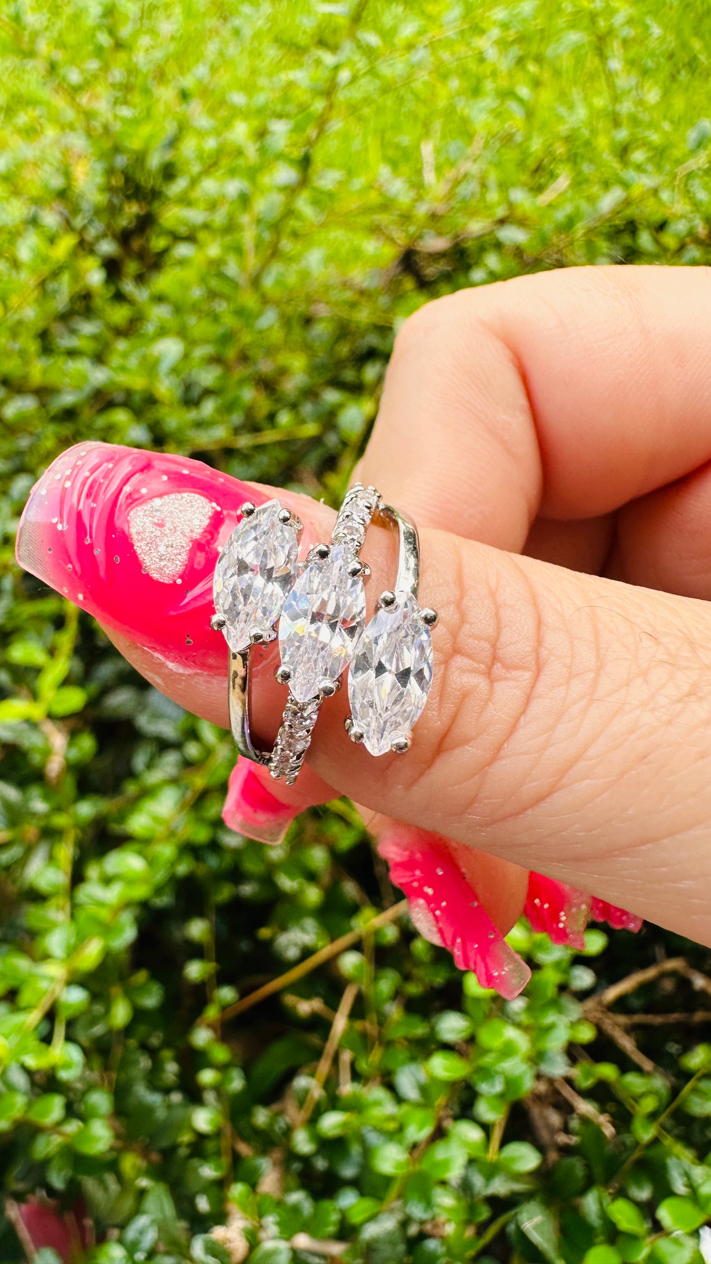 Triple Grace Statement Ring Size 7 Silver Stainless Steel New