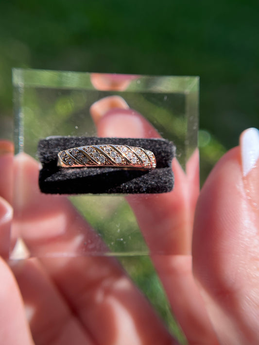 Diamond Band laminated gold ring Size 8