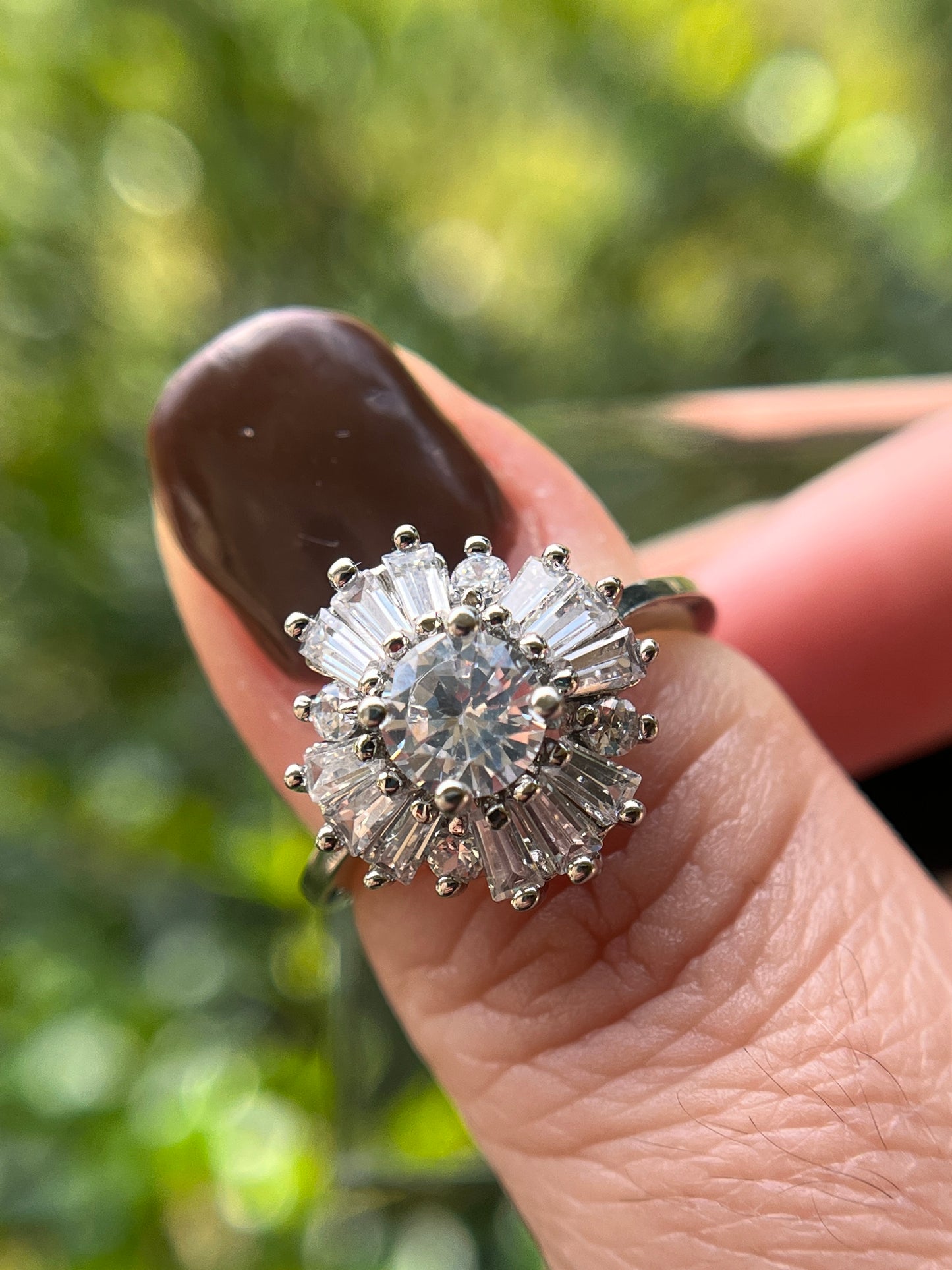 Round Unique Promise Ring White Gold Filled