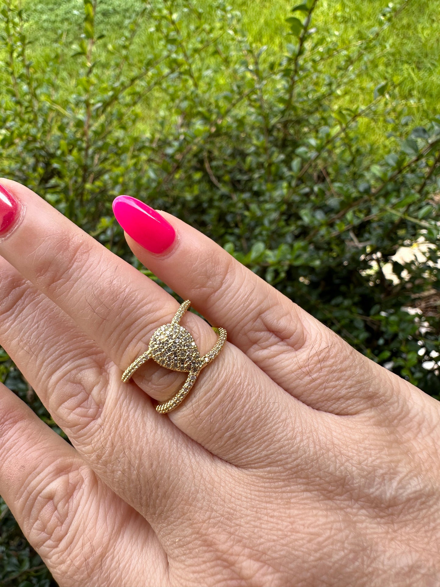 Gold Pavé Teardrop Statement Ring - Gold 14k Gold Laminated 6