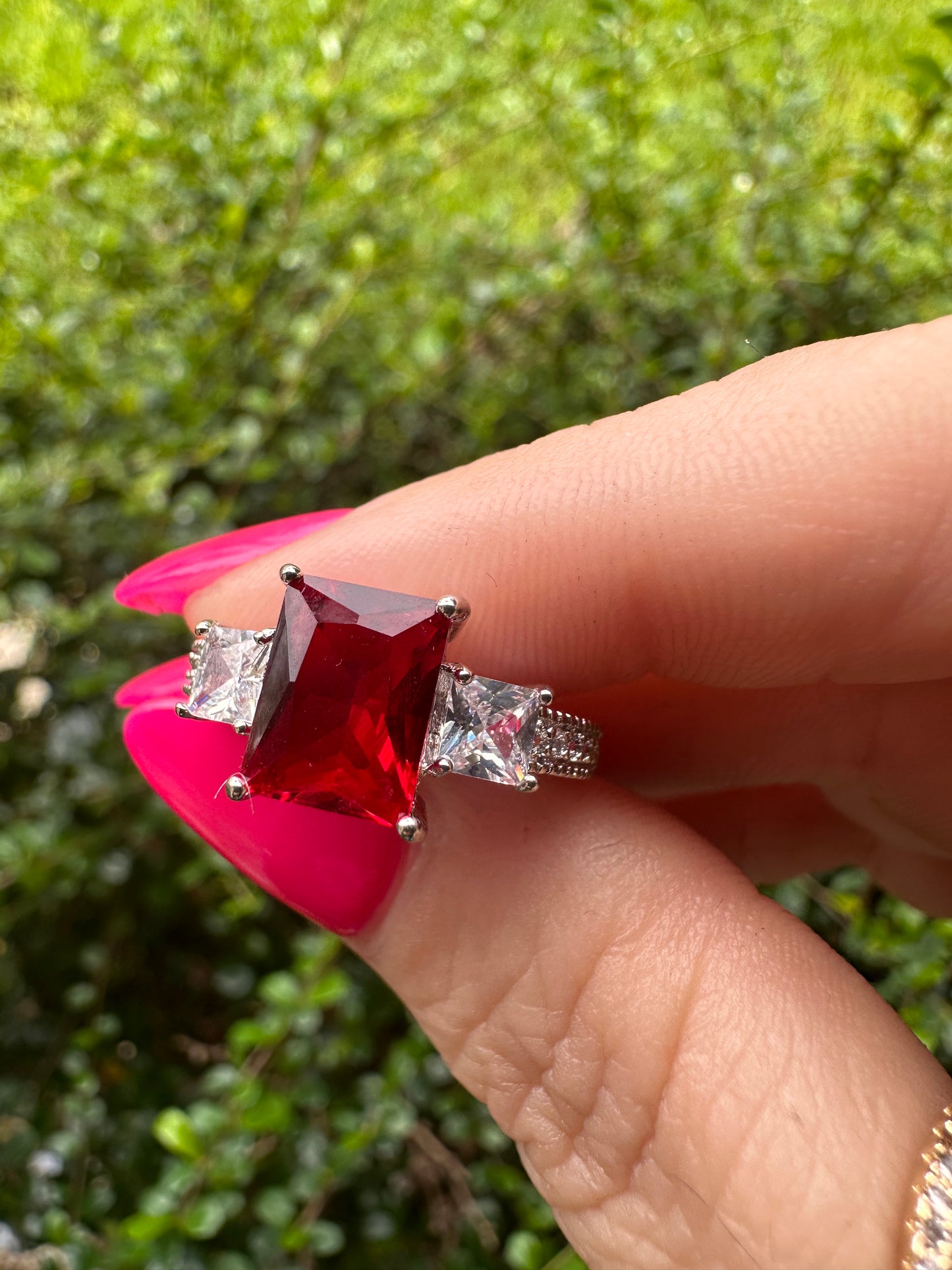 Ruby Red Ring Stainless Steel