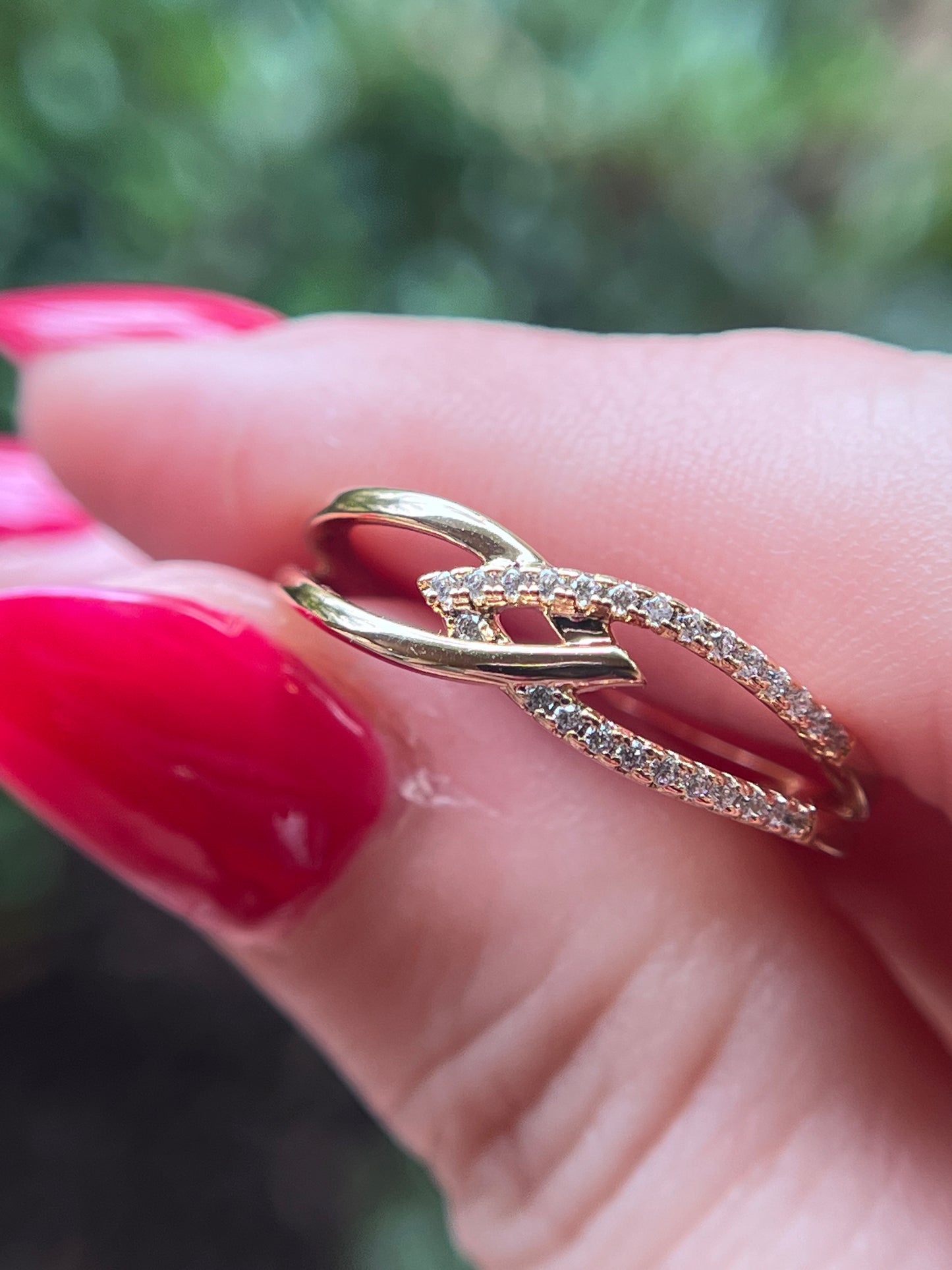 Classy Ring with White Rhinestones