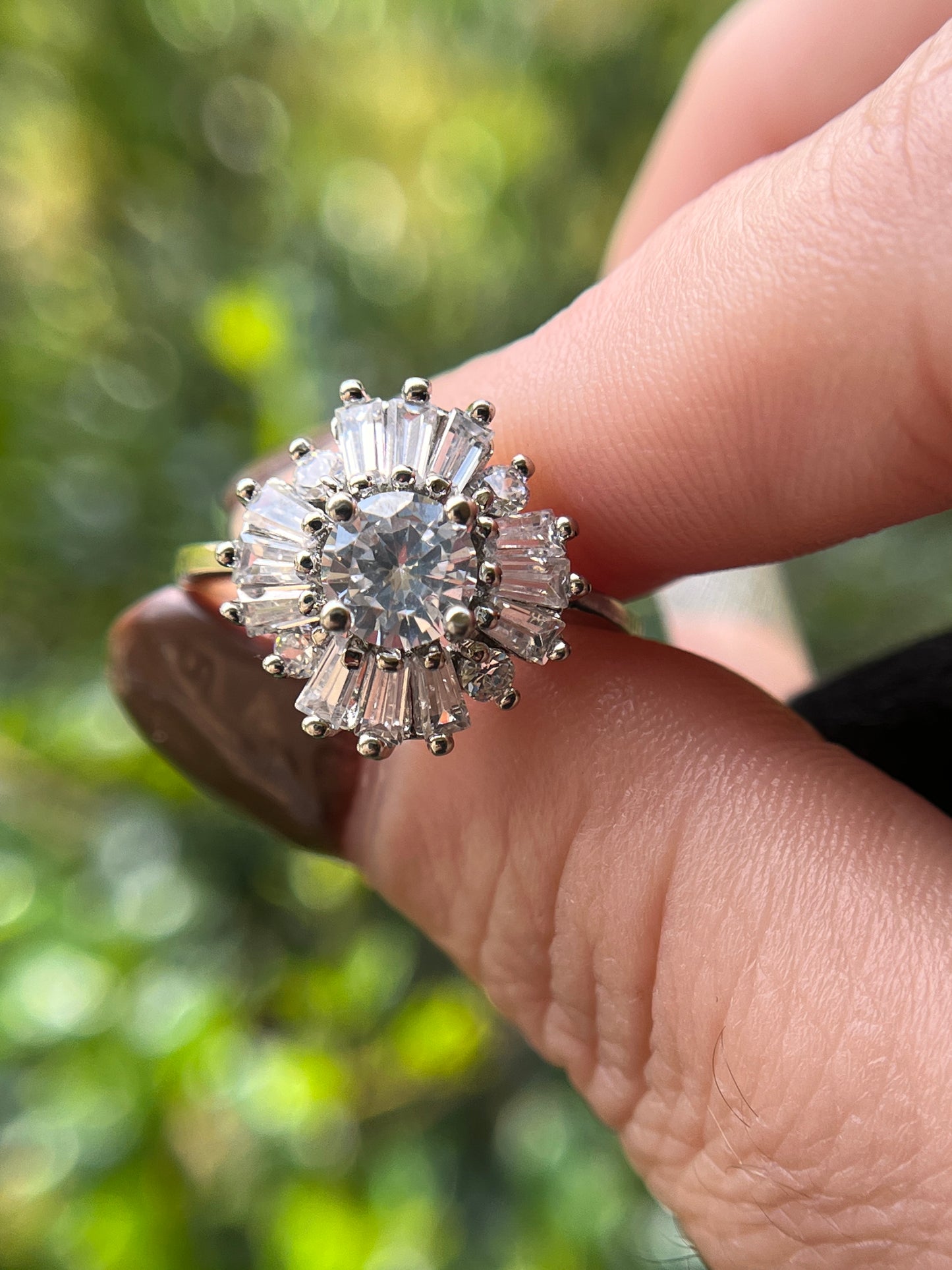 Round Unique Promise Ring White Gold Filled
