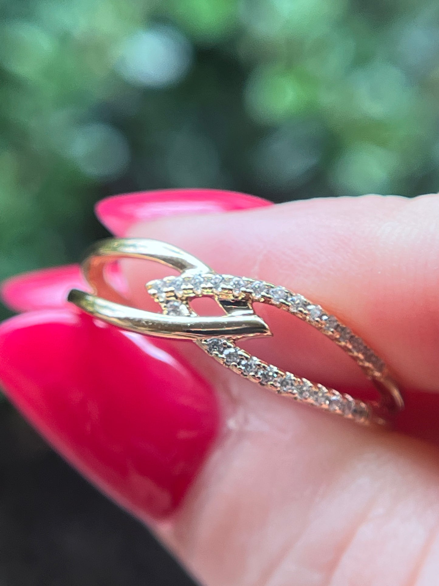 Classy Ring with White Rhinestones